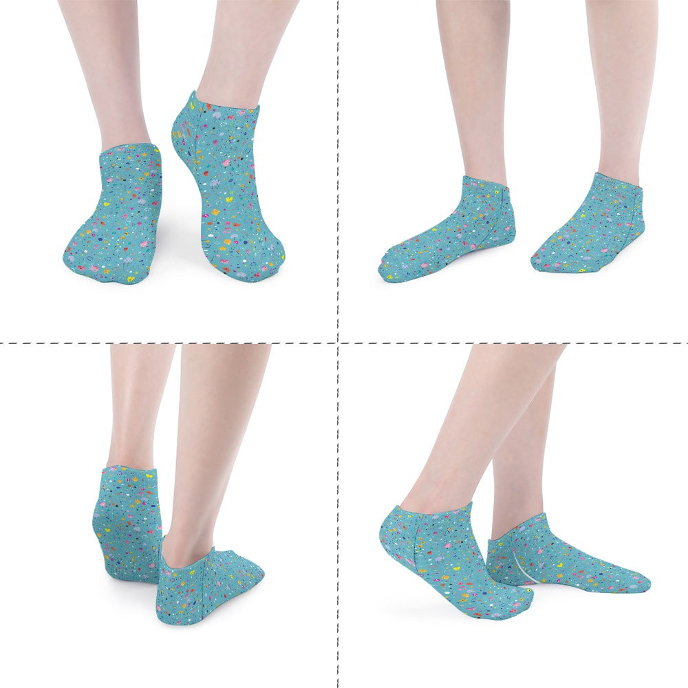 Teal Colourful Heart Pattern Children's Comfortable Socks -5 Pairs -MyBrightSideClothing