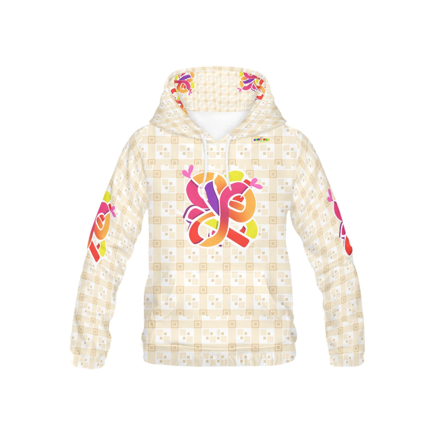 Pastel Yellow and Rainbow Abstract Graphic Children's Hoodie-My Bright Side Clothing