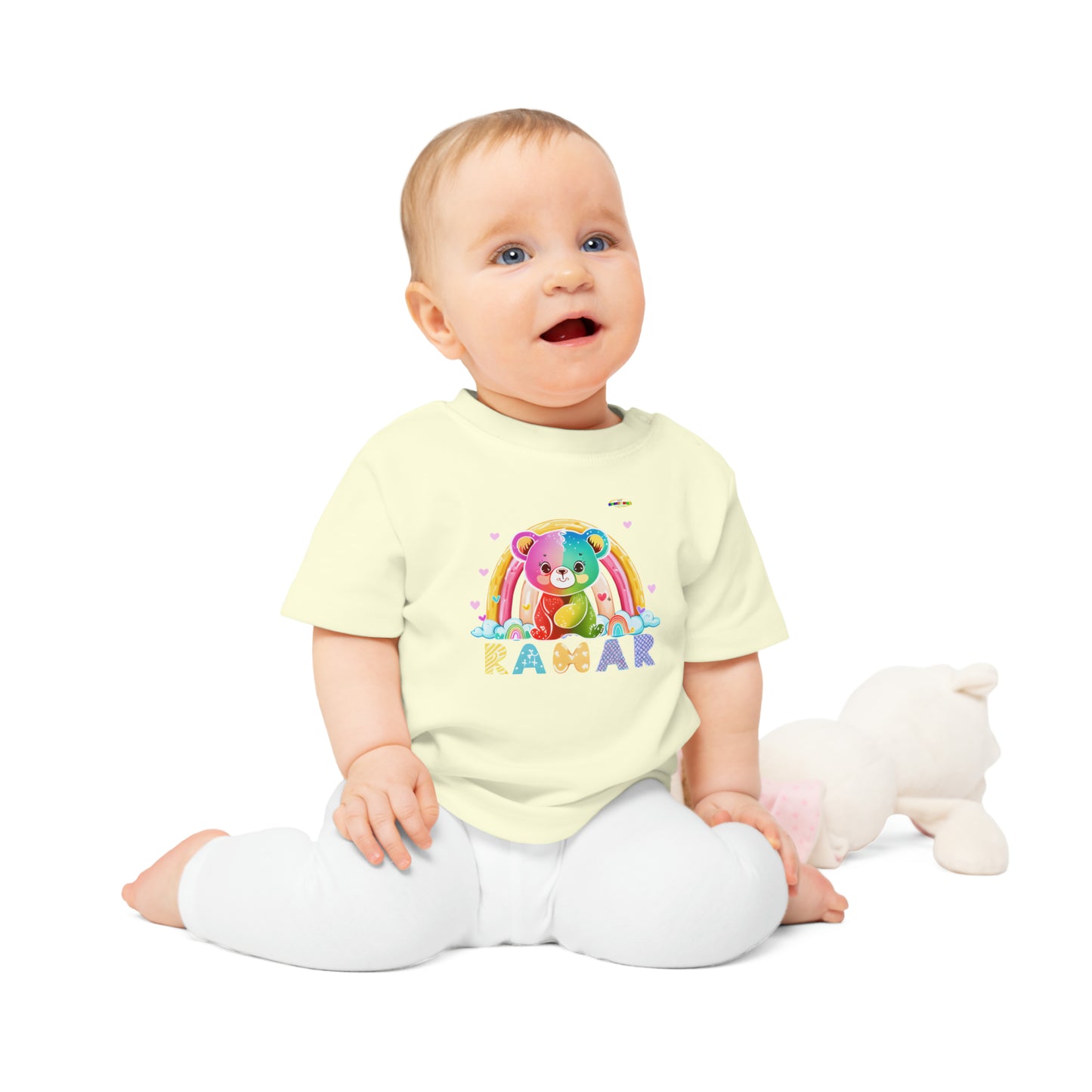 Cute Rainbow Teddy Bear Baby T-Shirt--My Bright Side Clothing