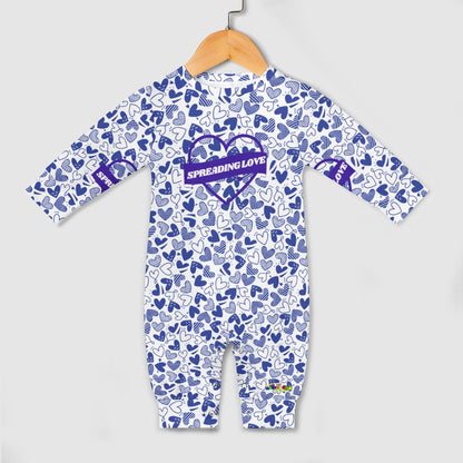 Cute Blue Spreading Love Heart Pattern Baby Romper-My Bright Side Clothing