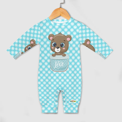 Cute Heart Pattern Love Baby Bear Pocket Friend Baby Romper-My Bright Side Clothing