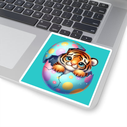 Cute and Sweet Little Tiger Easter Egg -Kiss-Cut Sticker-My Bright Side Clothing