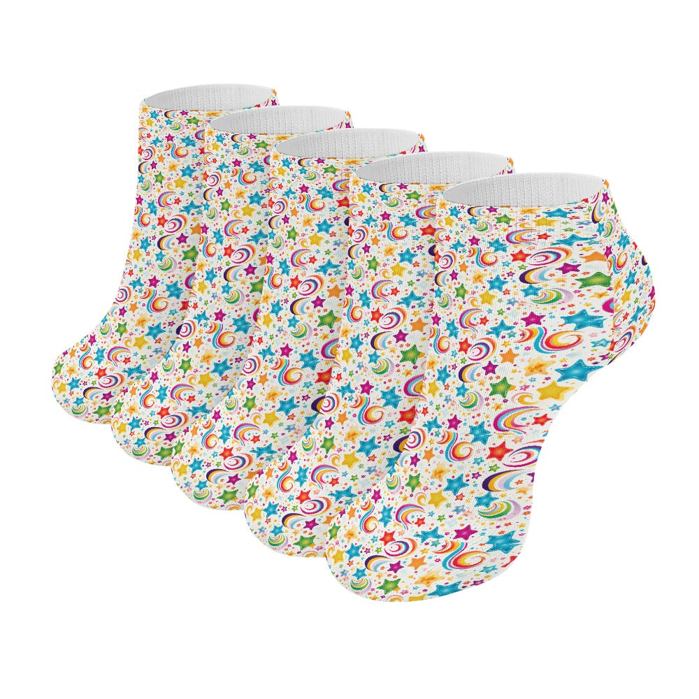 Star Rainbow Pattern Children's Comfortable Socks -5 Pairs -MyBrightSideClothing