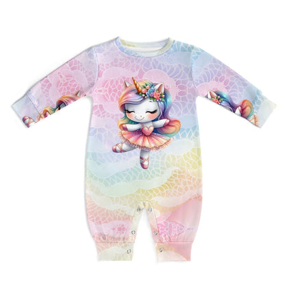 Cute Pastel Rainbow Unicorn Ballerina Baby Romper -My Bright Side Clothing.com