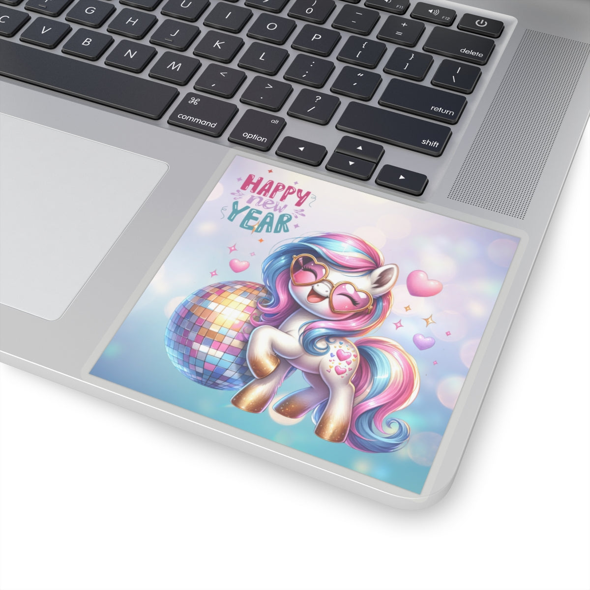 Happy New Year Pastel Unicorn Kiss-Cut Sticker-My Bright Side Clothing