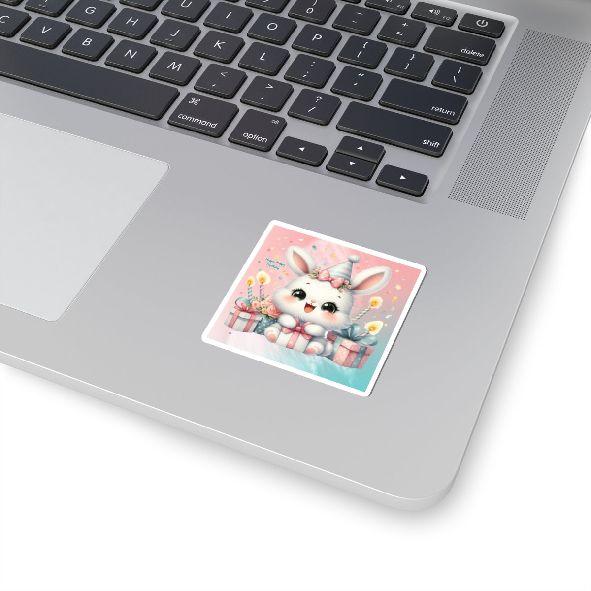 Cute Bunny Happy Birthday Kiss-Cut Sticker-My Bright Side Clothing