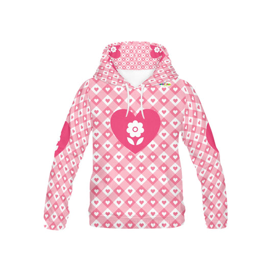 Beautiful Pink Heart Pattern Children's Hoodie-My Bright Side Clothing