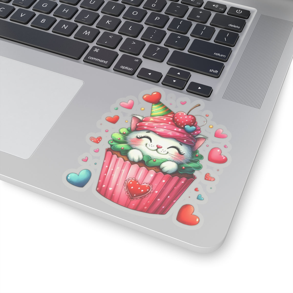 Cute and Sweet Little Cupcake Kitten Valentines -Kiss-Cut Sticker-My Bright Side Clothing