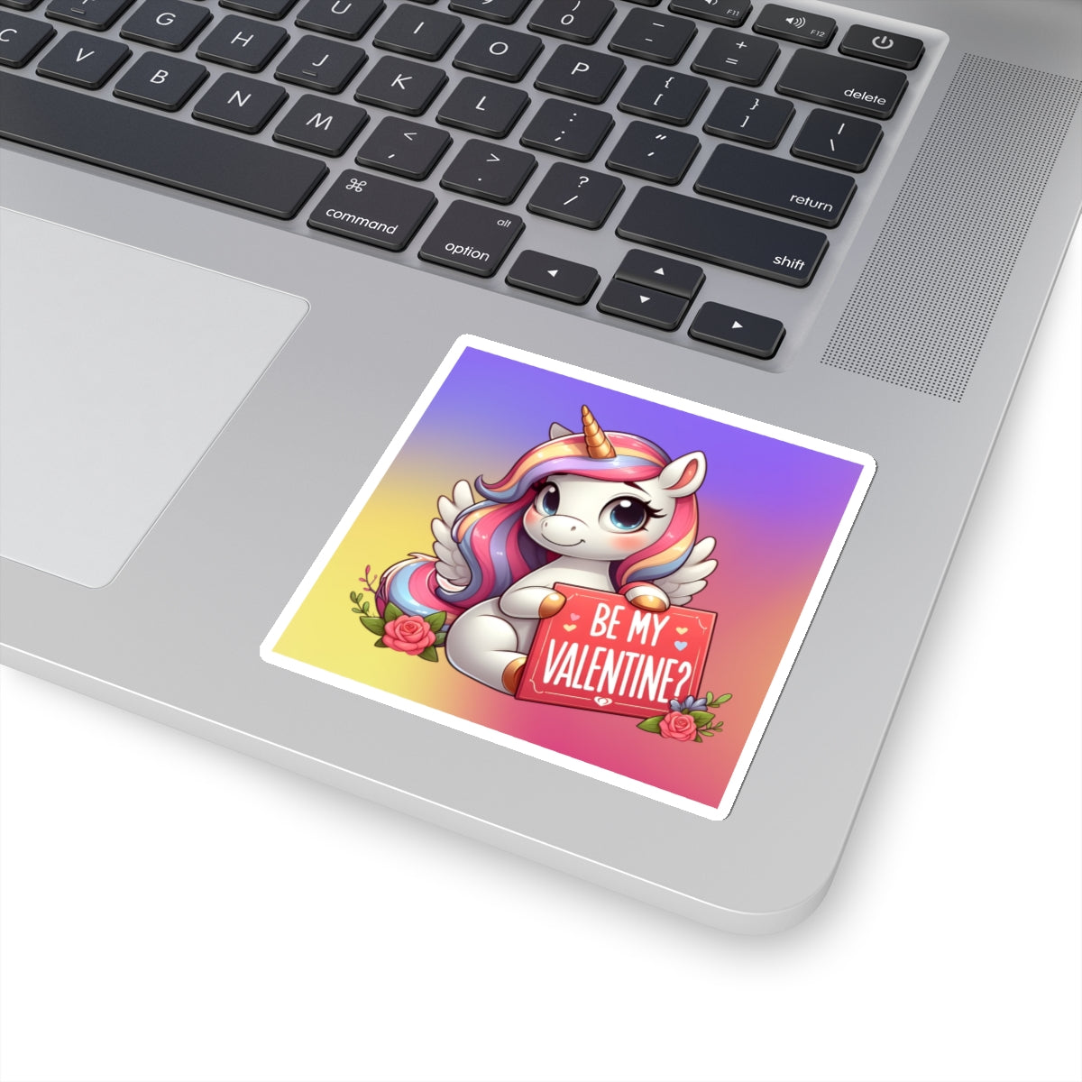 Cute and Sweet Rainbow Unicorn Happy Valentine Kiss Cut Sticker --My Bright Side Clothing