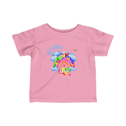 Cute All I want is love rainbow hearty graphic  Infant Fine Jersey Tee-My Bright Side Clothing