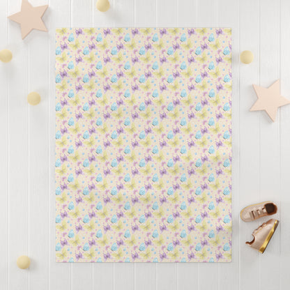 Cute Pastel Yellow Butterfly Pattern Soft Fleece Baby Blanket-My Bright Side Clothing