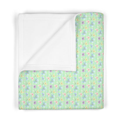 Cute Pastel Green Butterfly Pattern Soft Fleece Baby Blanket-My Bright Side Clothing