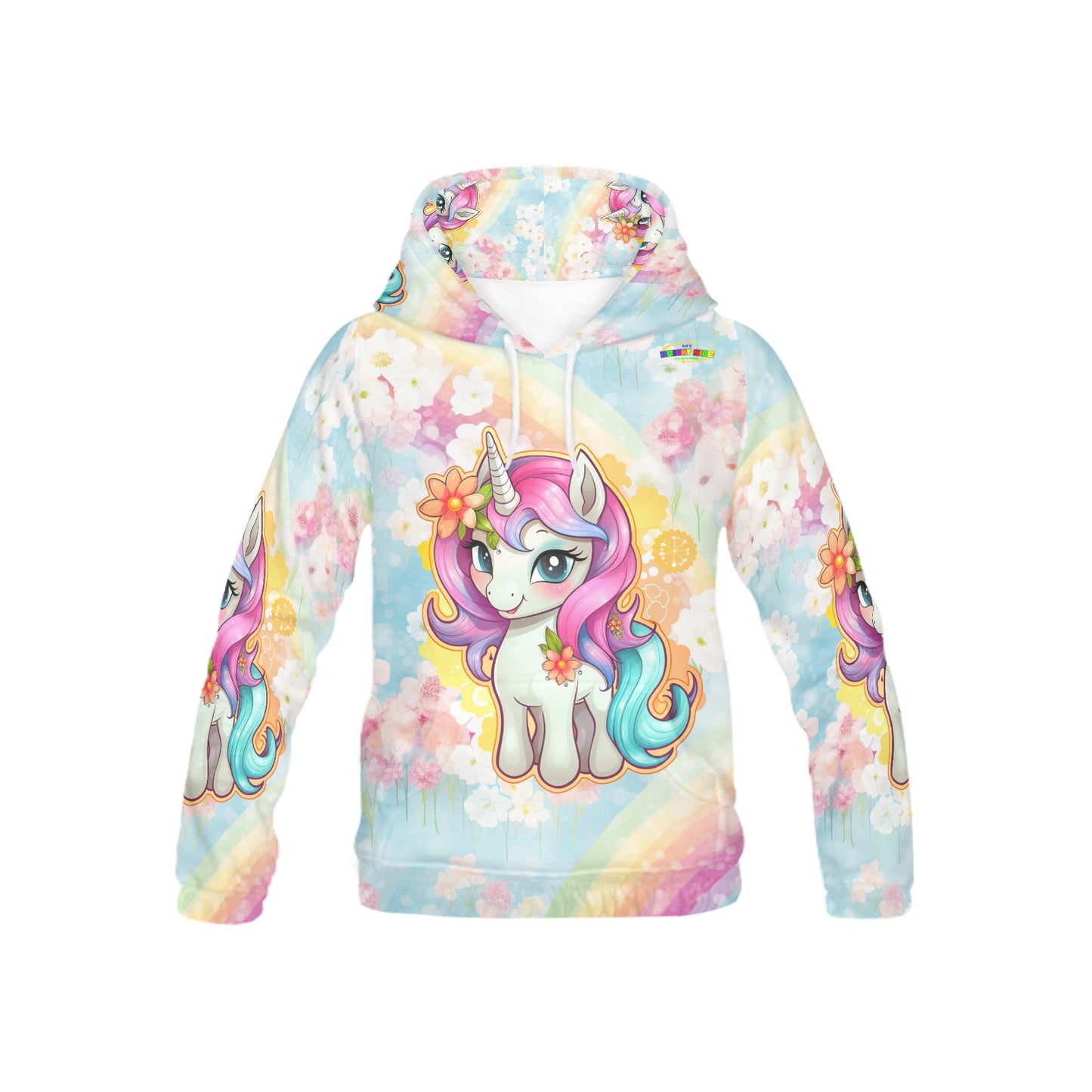 Beautiful Pastel Floral Rainbow Unicorn Children's Hoodie -My Bright Side Clothing