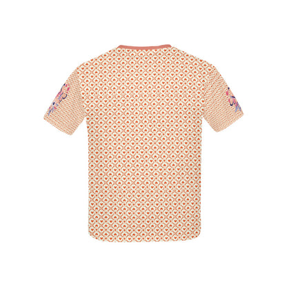 Beautiful Pastel Peach Flower and Butterfly Pattern and Graphic-Children's T-shirt My Bright Side Clothing