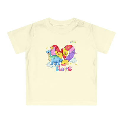 Cute Rainbow Heart Dino Graphic Baby T-Shirt-mybrigtsideclothing.com