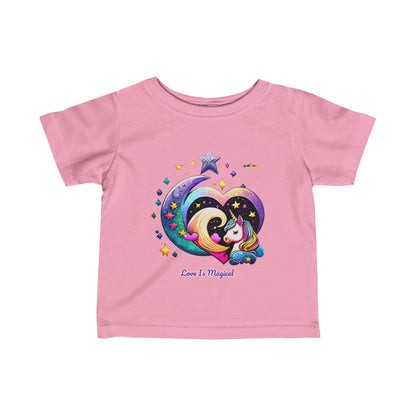 Cute Rainbow Heart Love is Magical Unicorn Graphic Infant Fine Jersey Tee  -My Bright Side Clothing