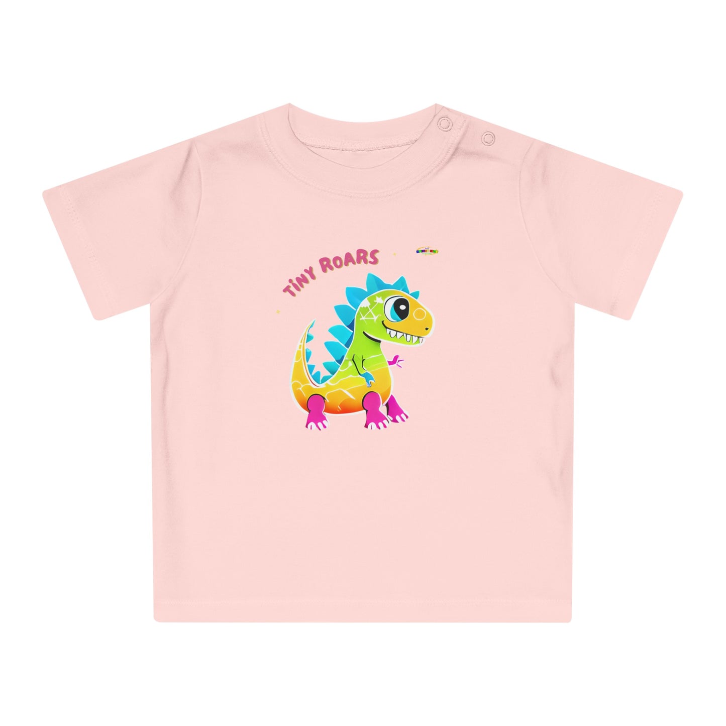 Cute Tiny Roars colourful baby dino  Logo Baby T-Shirt -MyBrightSideClothing