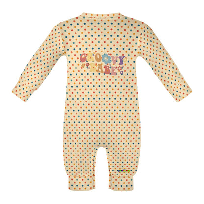 Cute Groovy Babe  Retro Polkadot Pattern and Logo Baby Romper -My Bright Side Clothing