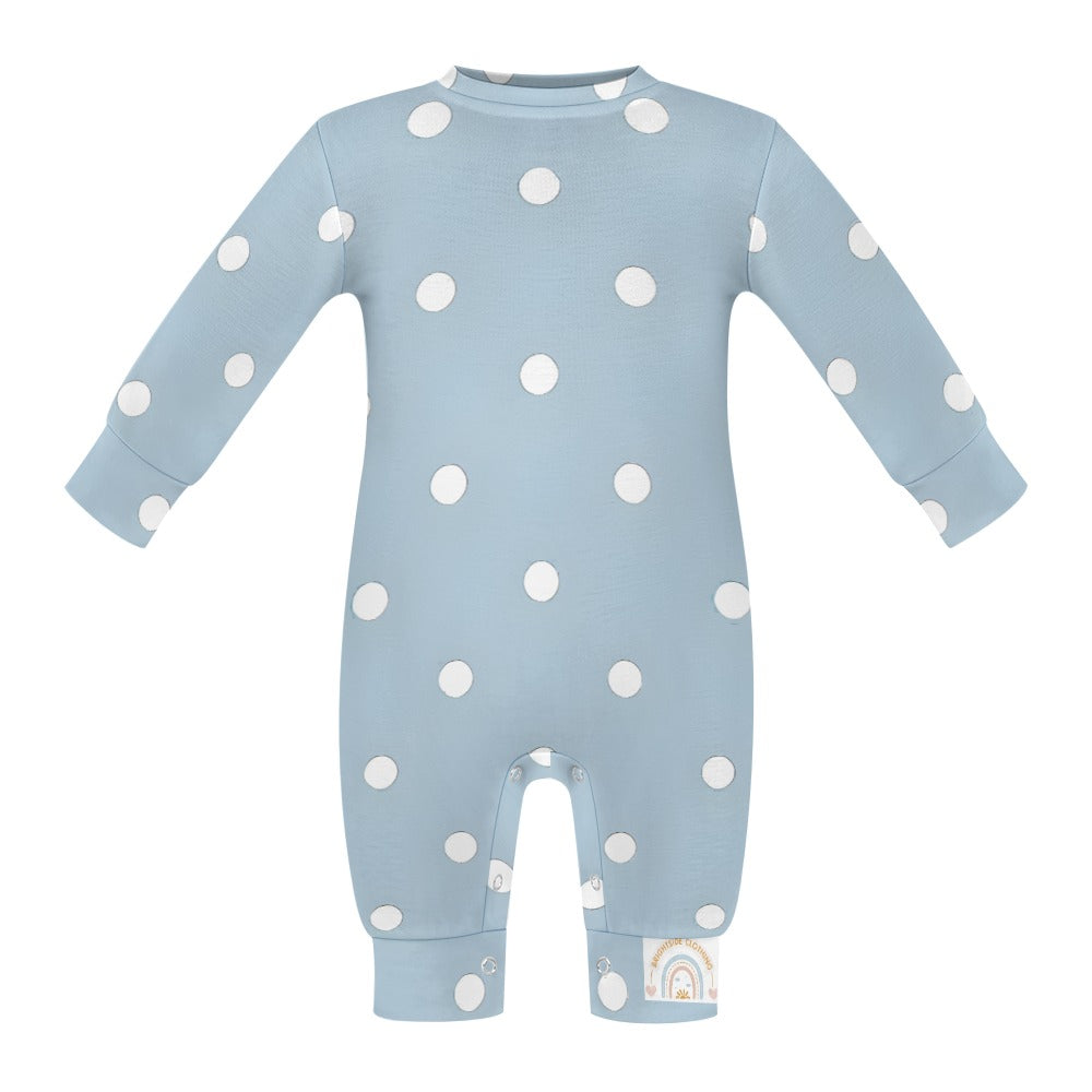 Cute Blue & White Polka dot Spots Baby romper