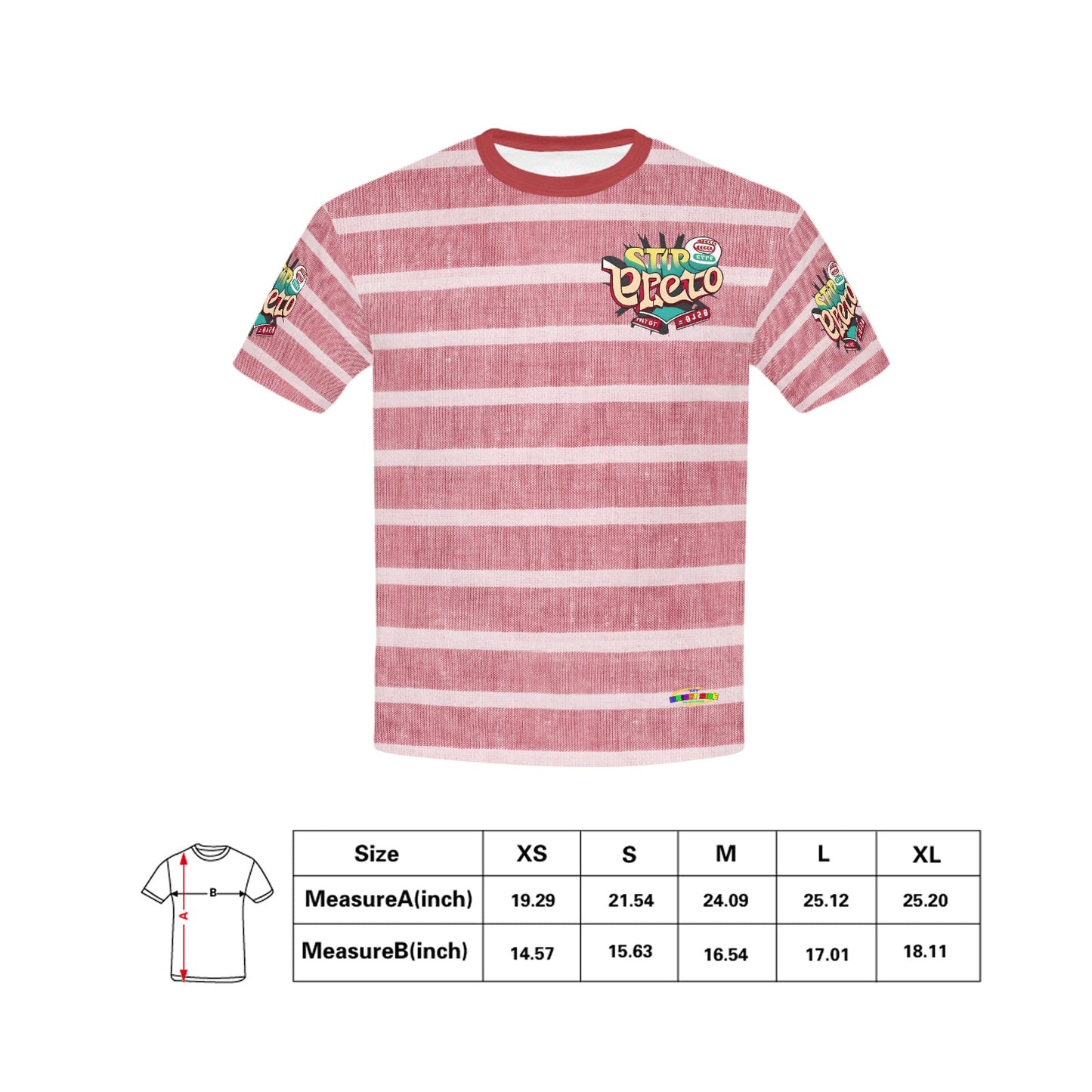 Red Retro Stripped Pattern and logo Children's T-Shirt-My Bright Side Clothing