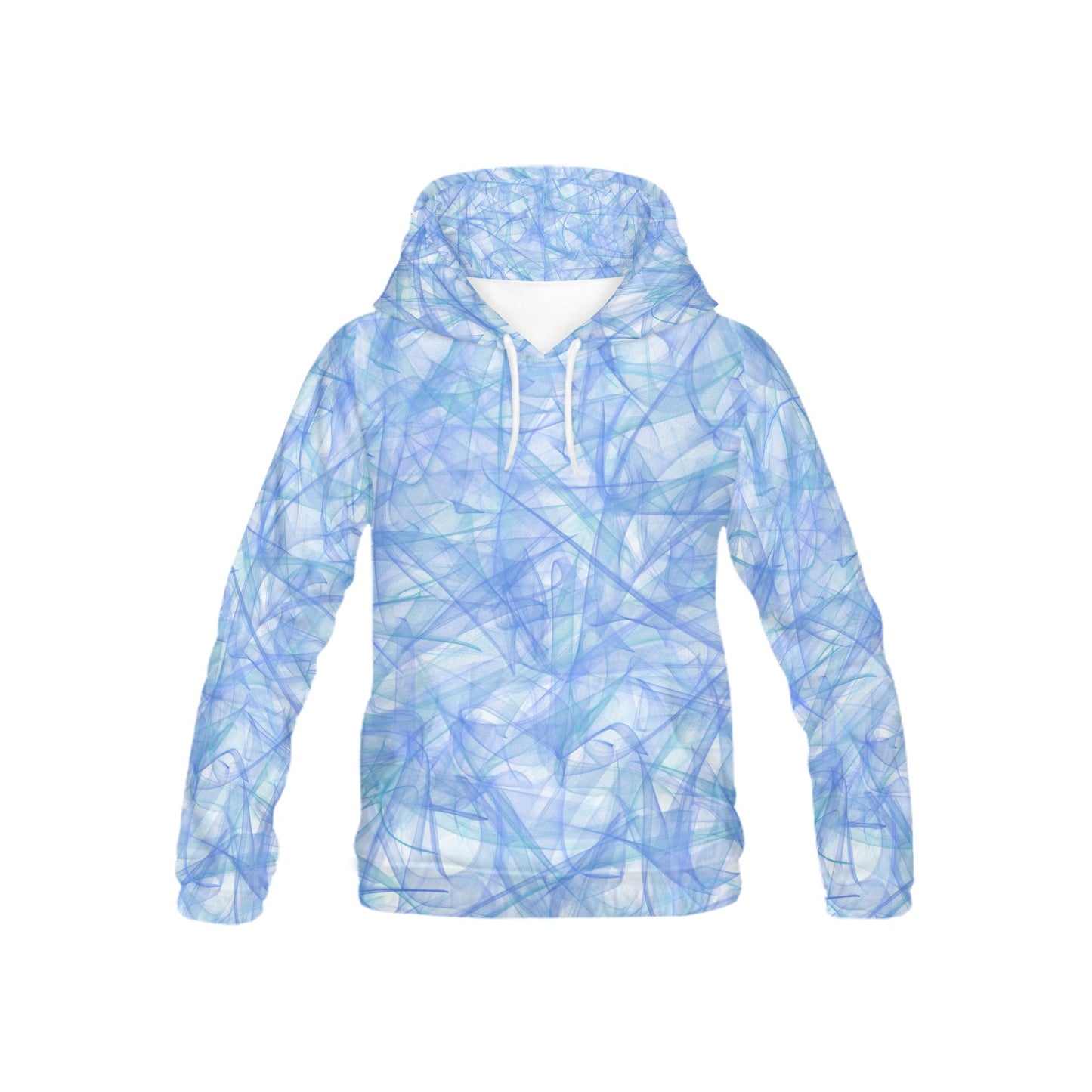 Children's All Over Print Hoodie Abstract Print Blue & White