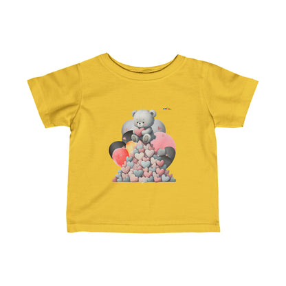 Cute Pastel Teddy \Bear Heart Graphic Infant Fine Jersey Tee-My Bright Side Clothing