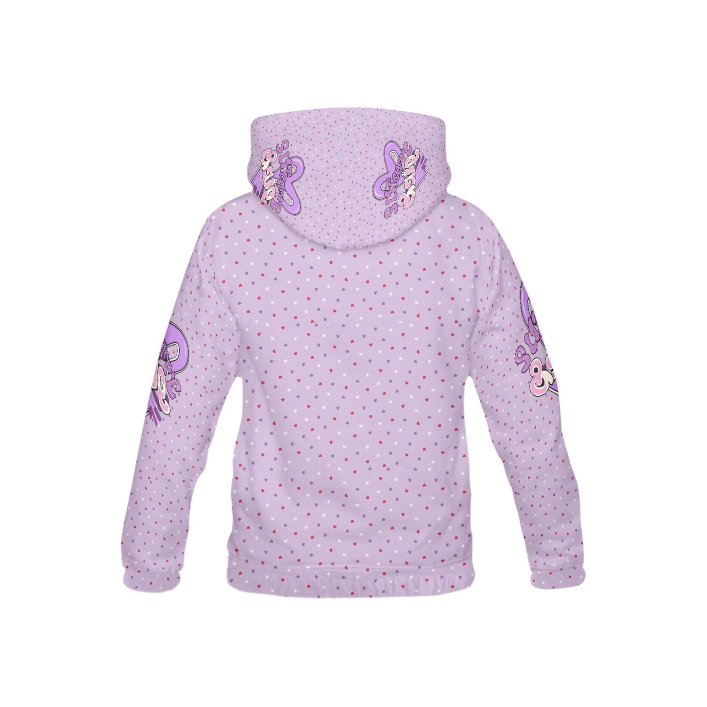 Purple Heart Pattern and Graphic Children's Hoodie-My Bright Side Clothing