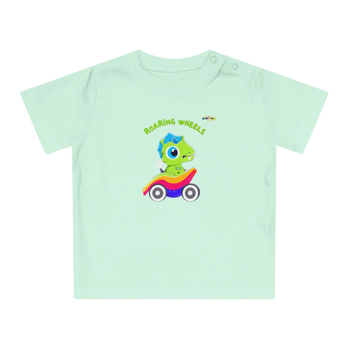 Cute Roaring Wheels Baby Dino Logo Baby T-Shirt -MyBrightSideClothing