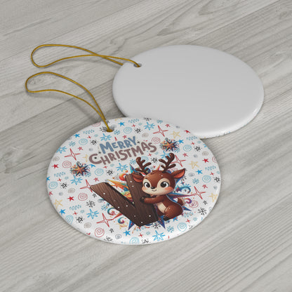 Letter V Cute Christmas Deer ceramic ornament(A-Z Collection)-My Bright Side Clothing