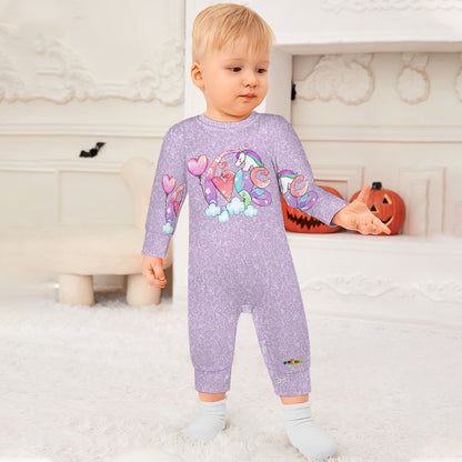 Cute Pastel Purple Unicorn Love Baby Romper-mybrightsideclothing.com