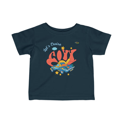 Cute Just Cruise Groovy Car Logo Infant Fine Jersey Tee-MyBrightSideClothing