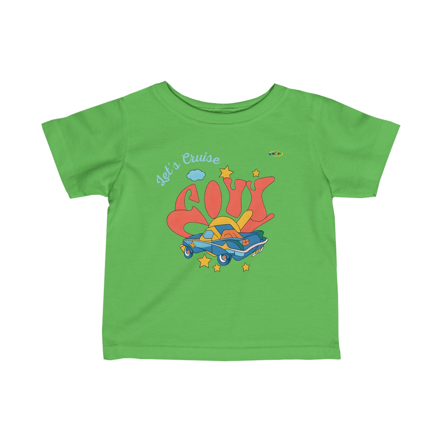 Cute Just Cruise Groovy Car Logo Infant Fine Jersey Tee-MyBrightSideClothing