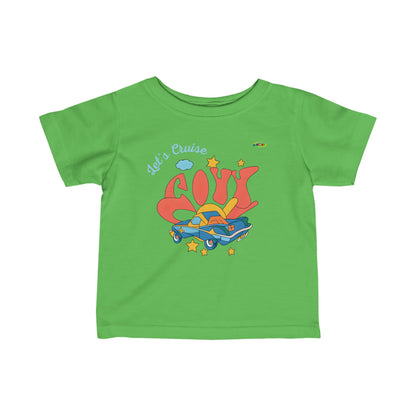 Cute Just Cruise Groovy Car Logo Infant Fine Jersey Tee-MyBrightSideClothing