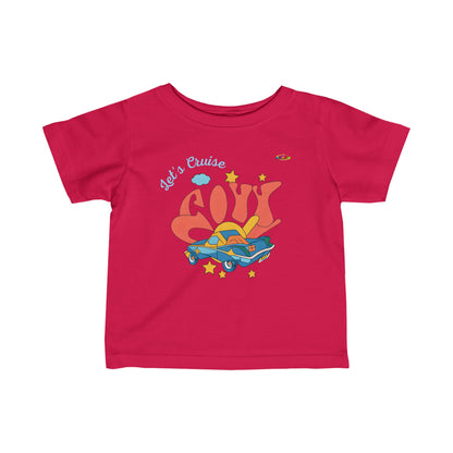 Cute Just Cruise Groovy Car Logo Infant Fine Jersey Tee-MyBrightSideClothing