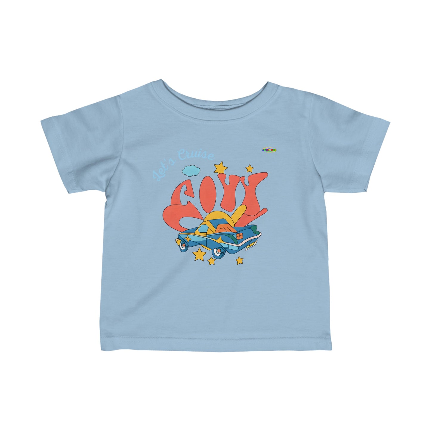 Cute Just Cruise Groovy Car Logo Infant Fine Jersey Tee-MyBrightSideClothing