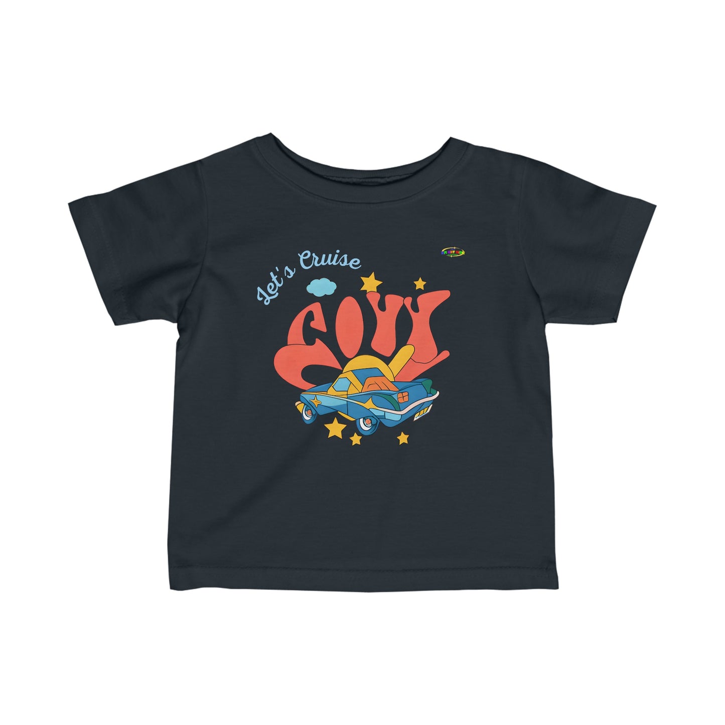 Cute Just Cruise Groovy Car Logo Infant Fine Jersey Tee-MyBrightSideClothing