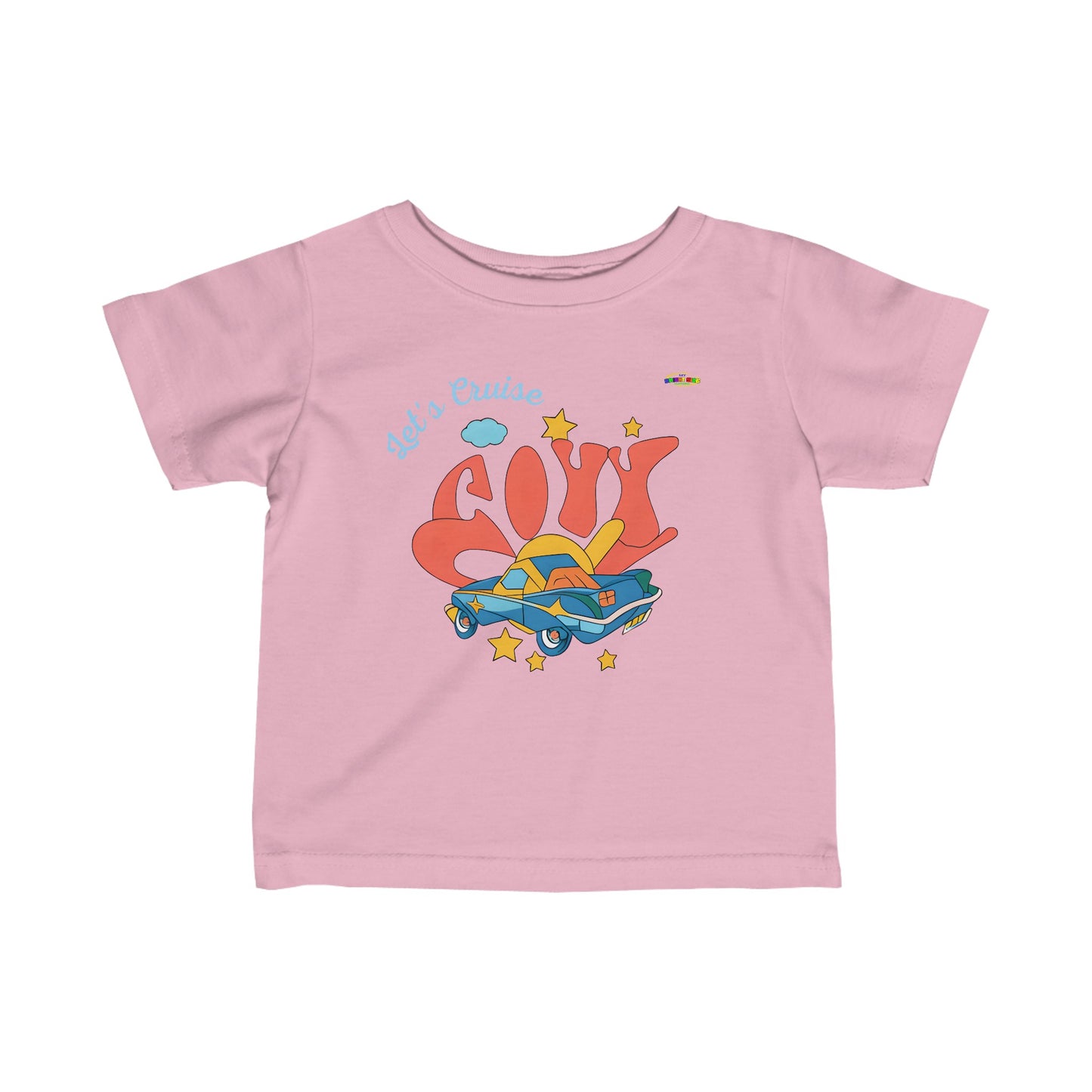 Cute Just Cruise Groovy Car Logo Infant Fine Jersey Tee-MyBrightSideClothing