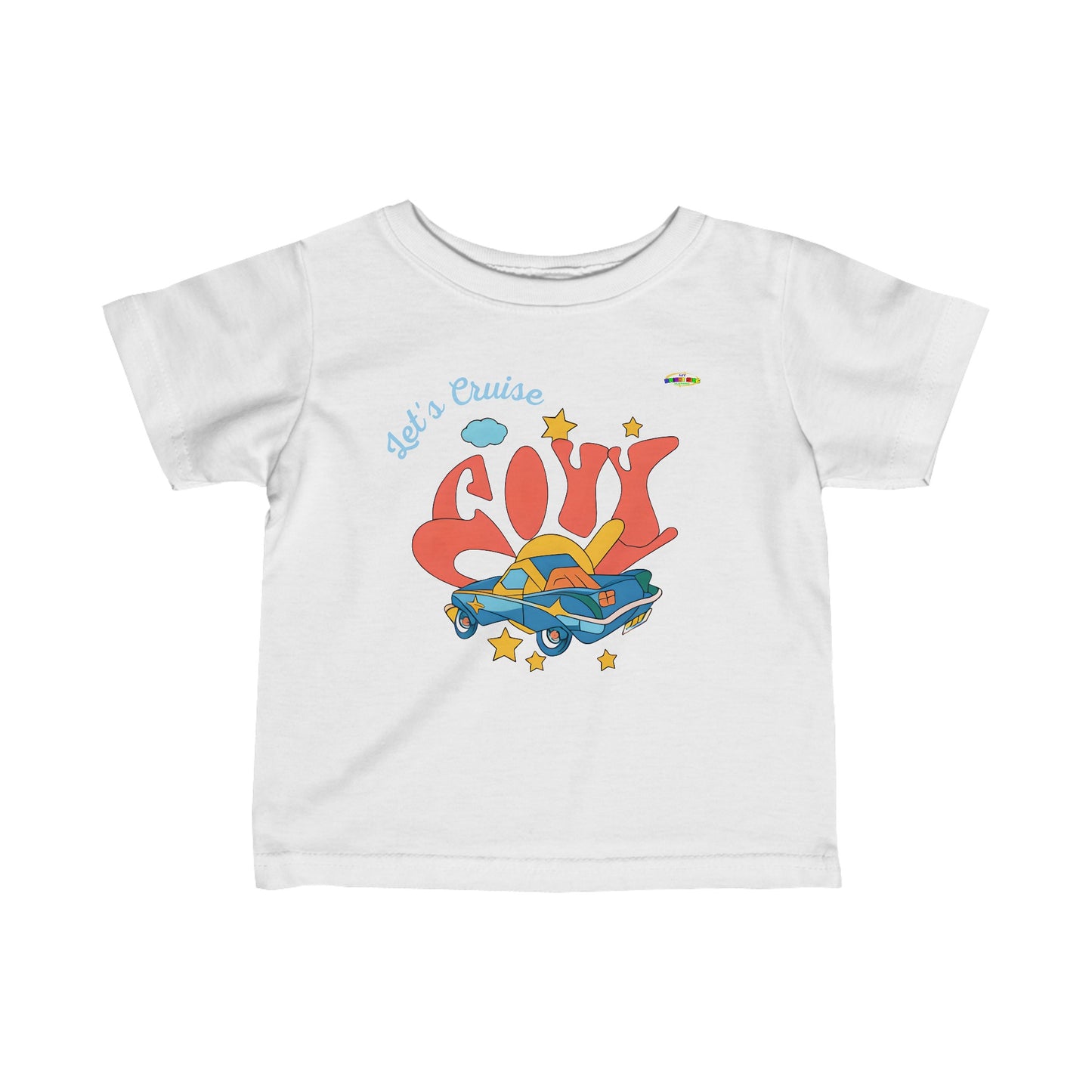 Cute Just Cruise Groovy Car Logo Infant Fine Jersey Tee-MyBrightSideClothing