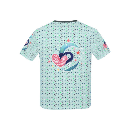 Teal Pastel Heart Pattern and Graphic Children's T shirt -My Bright Side Clothing