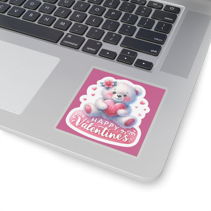 Cute and Sweet Happy Valentines Bear-Kiss-Cut Sticker-My Bright Side Clothing