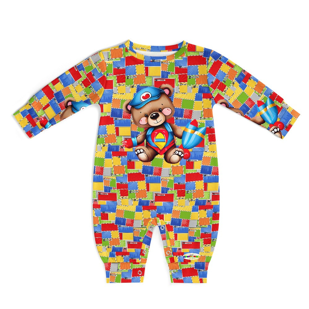 Cute Teddy Bear Superhero Theme Baby Romper-My Bright Side Clothing