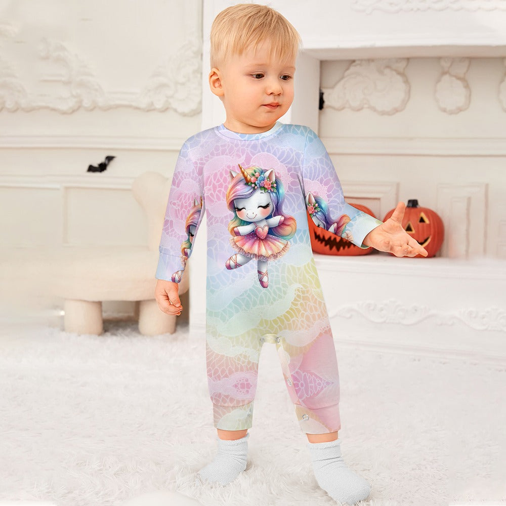 Cute Pastel Rainbow Unicorn Ballerina Baby Romper -My Bright Side Clothing.com