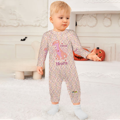 Cute I Steal Hearts Pastel Dino Baby Romper-My Bright Side Clothing