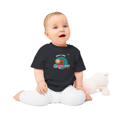 Cute Groovy Tunes Retro record Logo Baby T-Shirt -MyBrightSideClothing