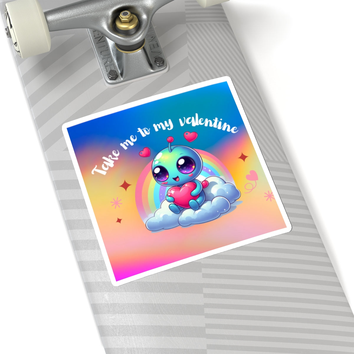 Take me to my Valentine cute baby Alien Valentine Kiss-Cut Sticker-My Bright Side Clothing