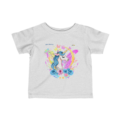 Simply Beautiful Moon, flower Unicorn Graphic Infant Fine Jersey Tee-My Bright Side Clothing