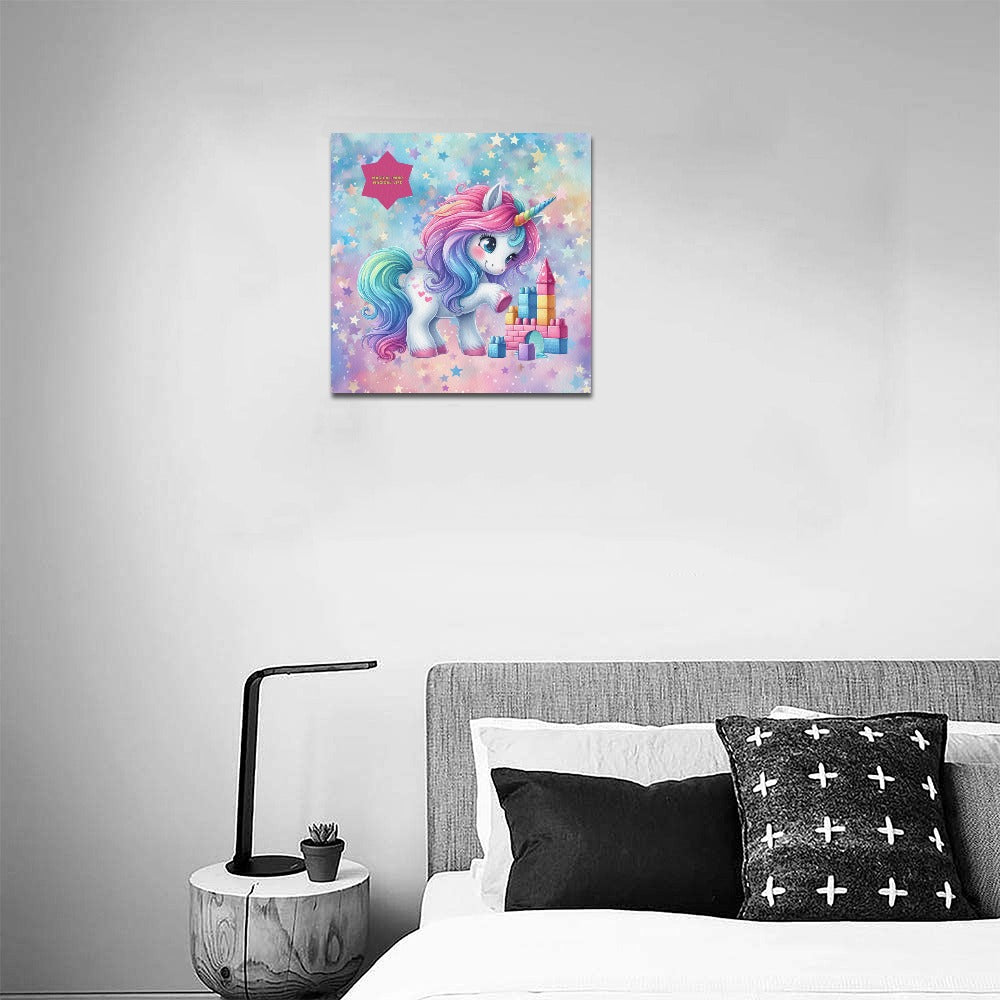 Magical Mind Magical Life Cute colourful Rainbow Unicorn Building Blocks graphic Canvas Print 16"x16"-My Bight Side Clothing