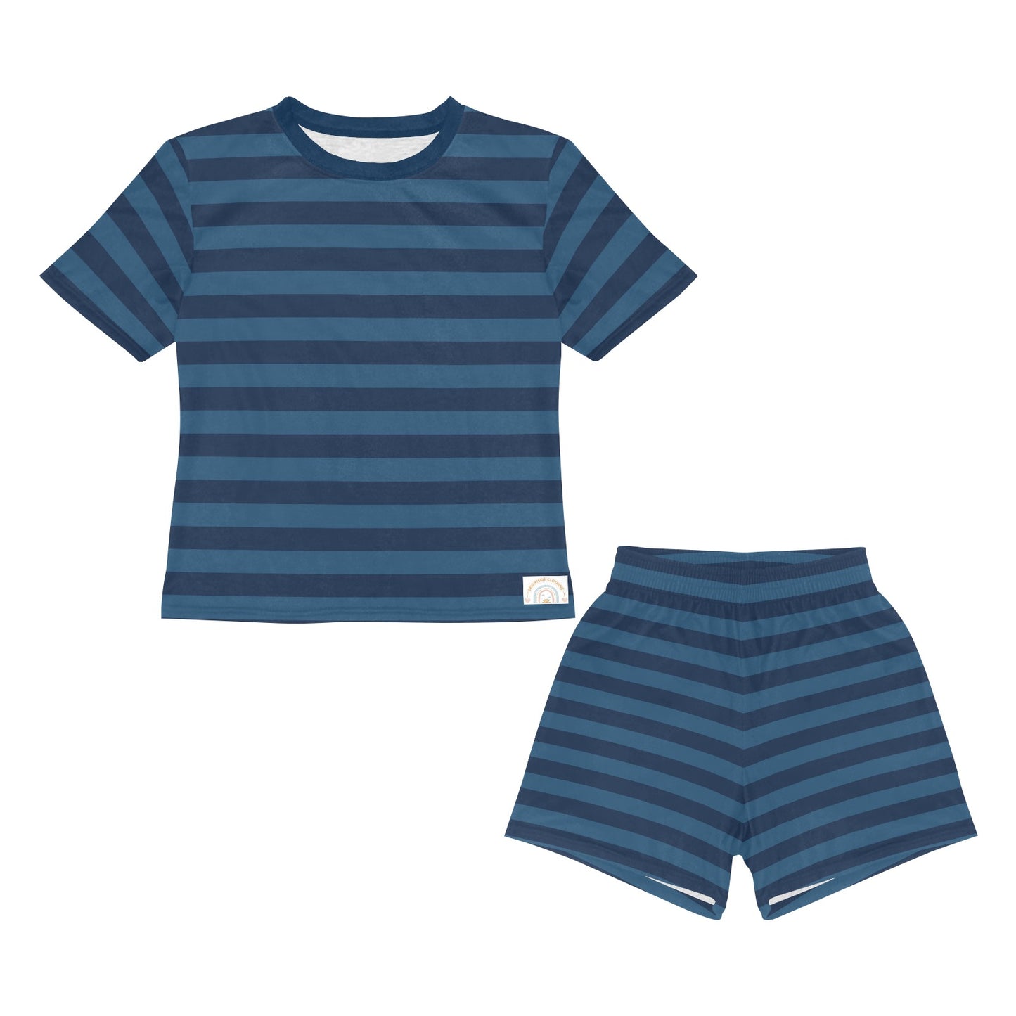 Children's Short Pajama Set Navy Blue Stripes Boys