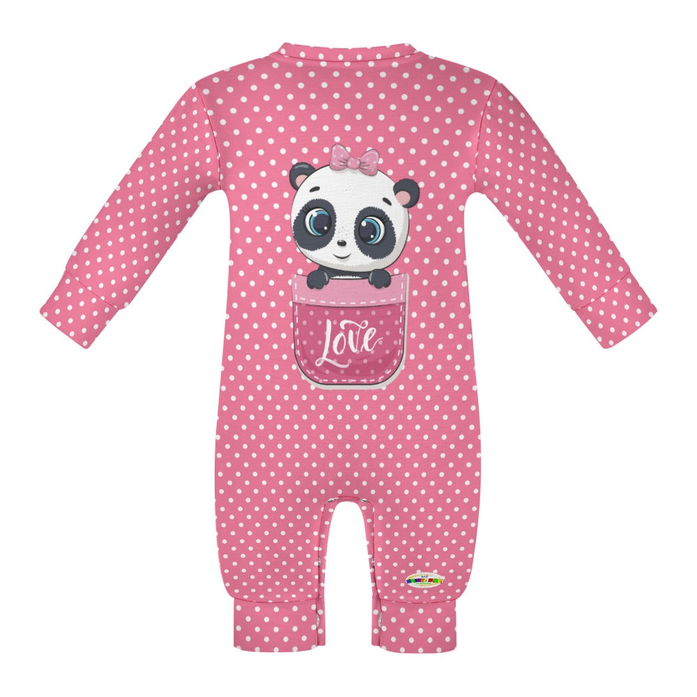 Cute Heart Pattern Love Baby Panda Pocket Friend Baby Romper-My Bright Side Clothing