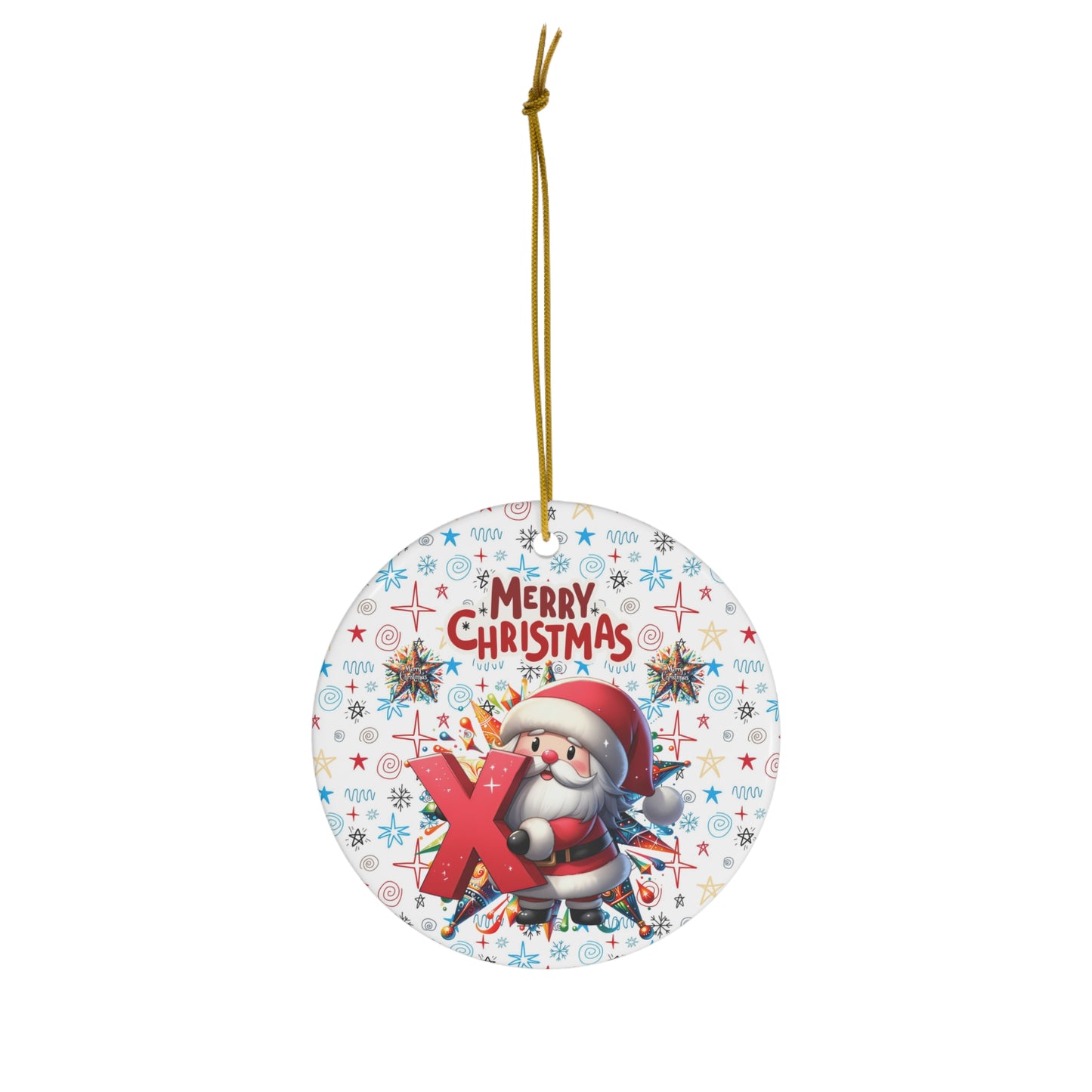 Letter X Cute Christmas Santa ceramic ornament(A-Z Collection)-My Bright Side Clothing